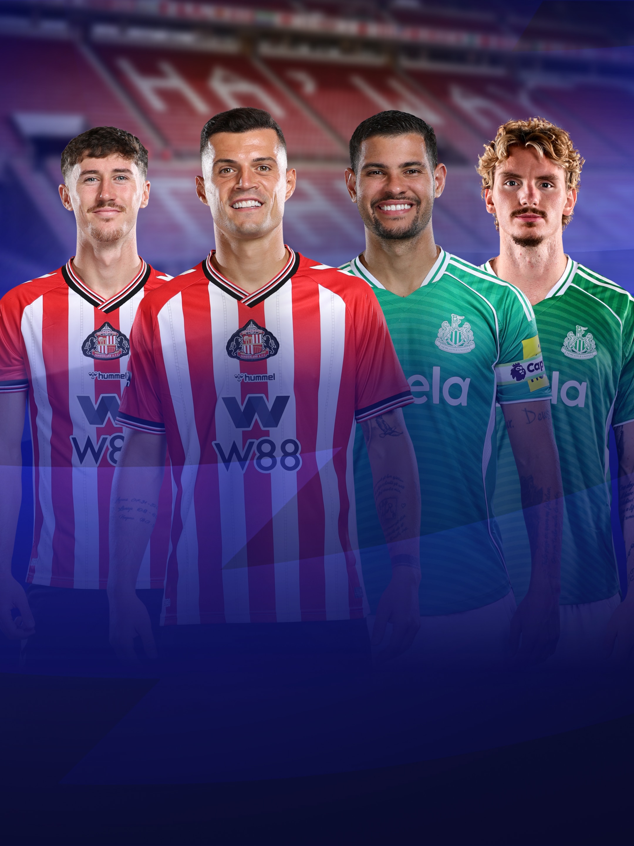 Jeweils zwei Spieler von Sunderland und Newcastle.